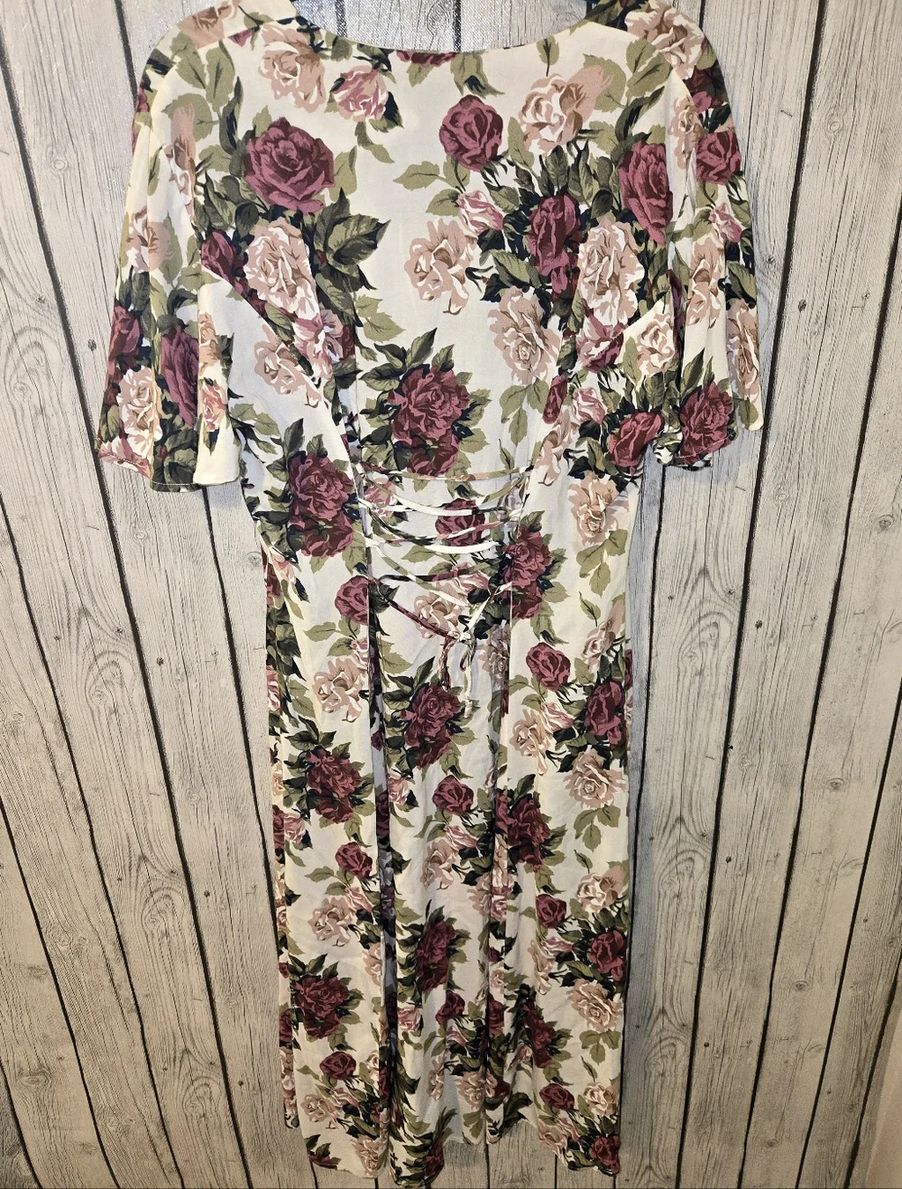 Chiasso Floral Midi Dress Cottagecore Lace Up Back Button Front  Women’s 11/12 - Picture 2 of 7